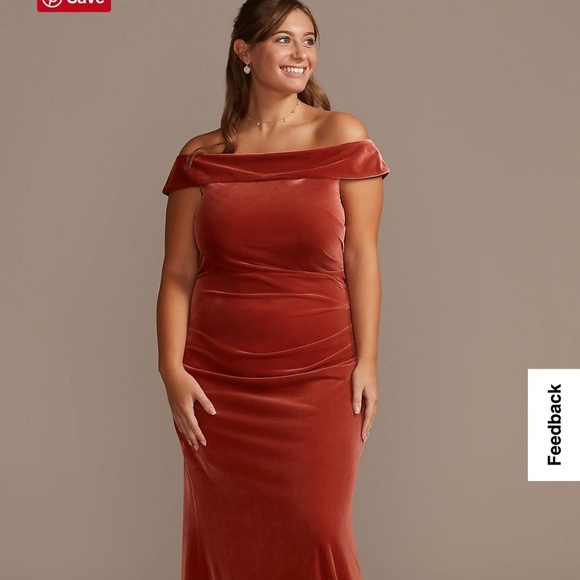 Davids Bridal Velvet Off The Shoulder 